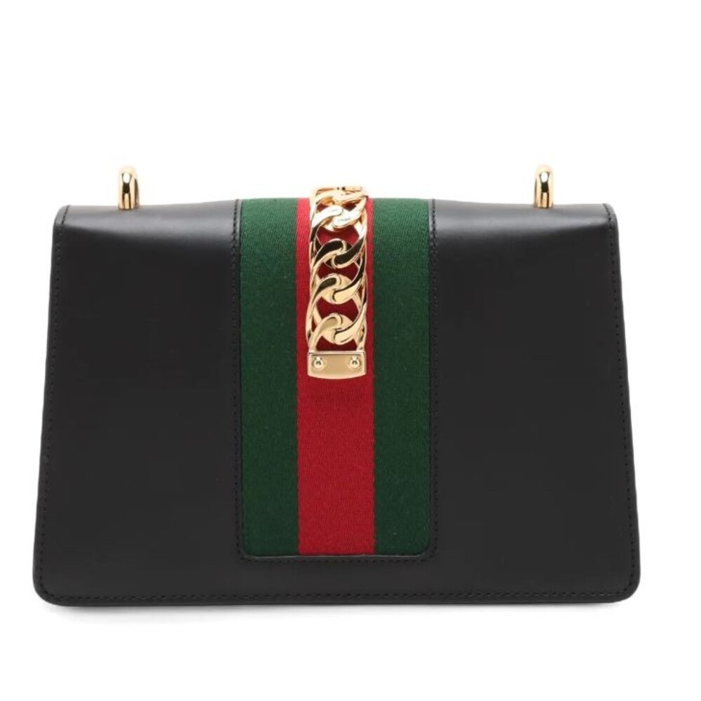 Gucci Sylvie Web Black Leather Shoulder Bag with dust bag & COA authenticated - Picture 11 of 16
